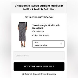 L'Academie Tweed Straight Maxi Skirt in Black Multi